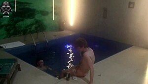 hey, check out this uncensored threesome with my wife and friends in the motel pool, flashing nipples and big cocks