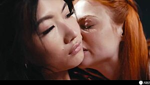 Lesbian redhead freezes time and makes asian babe her sex slave - lezdom hardcore sex 😈