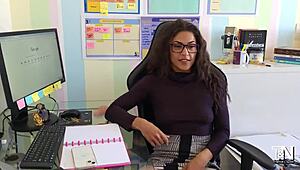 Curvy Latina Babe With Small Tits Bends Over For Amateur Orgasm And Ass Fucking At Work