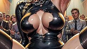 Ai generated blonde flashes pussy in nightclub 😏