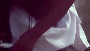 wild outdoor night fuck under the stars, contrasting passion and danger in the darkness