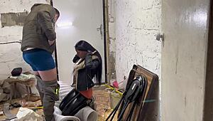 step mom unexpected suck step son construction worker he cum in mouth