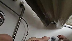 Intense emotions surge during public shower blowjob with my hot wife, her wet lips gripping my huge cock passionately