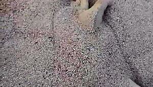 Intense barefeet modeling teases sandy nature with footfetish sensations.