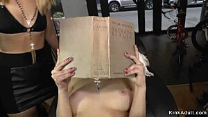 watch the kinky slut get clamped and banged in public.