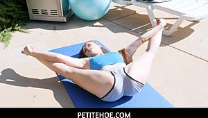 Petitehoe Lily Glee Can't Resist Fitness Instructor's Huge Cock