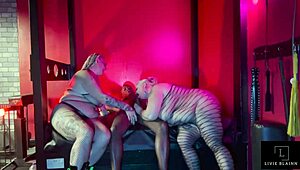 Sub slut Livie Blainn and Peggy De Ville get double dommed by Jay Playhard