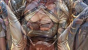 Ai generated blonde flashes pussy in nightclub 😏