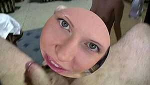 Babe Gets Face Covered in Cum