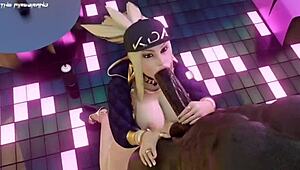 Akali delivers a deepthroat blowjob in this intense session