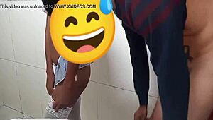 Boldly ate the schoolgirl in the bathroom, amateurs with tattoos in interracial encounter