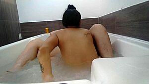 Angyamazon kissing passionately her hubby and ride him hard in amazon position in the jacuzzi