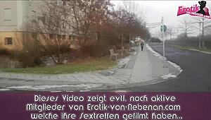 German slut pisses in handbag publicly, femdom pov flashing 😈. She Teases with Outdoor Exposure and Public Acts.