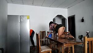 Hot woman excited to spread legs and show ass to strangers in house! 😘