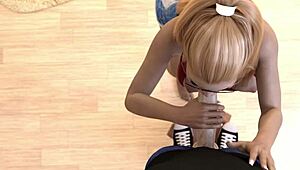 that hot blonde sucks a big dick and fills her mouth with cum.