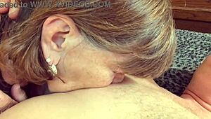 this bbw granny carmen is an amazing cocksucking cum swallower licking and sucking amateur cock 😋