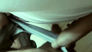 stuck in the bathroom with a milf while dad's away