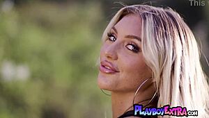 massive titted blonde kayley gunner strips naked outdoor posing