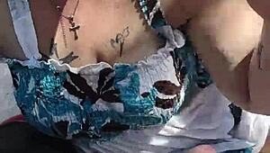 Plump Woman Gives Intense Blowjob in Public Outdoor Setting While Being Watched