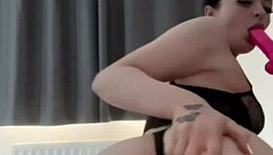 horny british teen squirts wildly in solo webcam masturbation