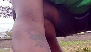 Practicing an indoor exercise routine outdoors in private