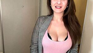 Stepmother Cumming In Condom While Stepson Watching In Office