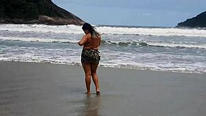 found famous toy on beach and offered wet pussy to eager cock