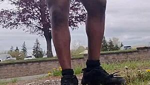 Practicing an indoor exercise routine outdoors in private