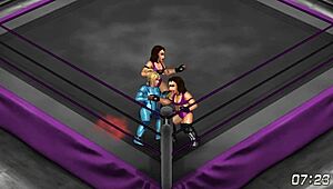 In the fire pro wrestling world 18, cammy and samus engage in intense ryona lesbian action.