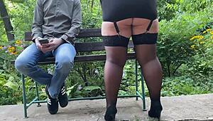 My lustful mother-in-law slips on stockings for me 😏