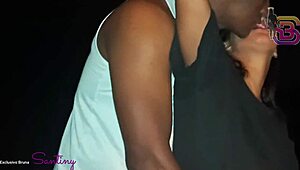 this hot slut fucks on the street and struggles with the massive black cock