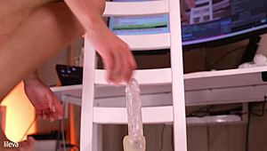 Intense DANCING with DILDO between LEGS