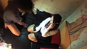 japanese busty schoolgirl getting a secret massage that hints at more