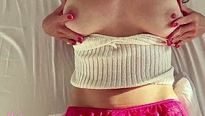 Is the hot stepsis really helping her stepbro with his boner using panties and hairy pussy?