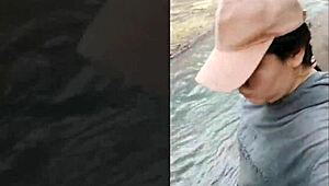 outdoor blowjob is my favorite with wet pussy and creampie