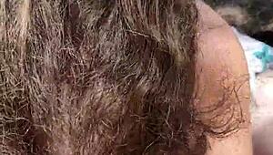 Plump Woman Gives Intense Blowjob in Public Outdoor Setting While Being Watched