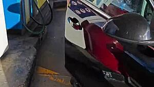 What are you doing flashing at the petrol station?