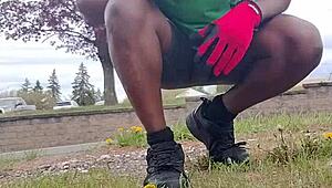 Practicing an indoor exercise routine outdoors in private