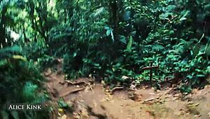 Alice kink removes her micro bikini at the public beach