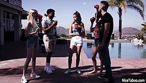 Hot naive teen paige owens gasps at the party as a guy fucks her deep.