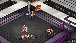 In the fire pro wrestling world 18, cammy and samus engage in intense ryona lesbian action.