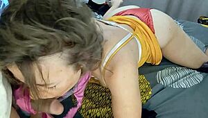 sexy o2 827 1009 in yellow satin nightie, doggystyle pov with dirty french talk and ass licking!