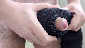 Towel feels so real for massive cumshot!
