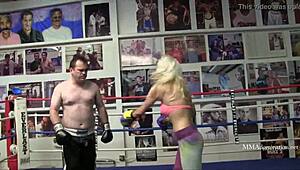 Blonde bombshell competes in mixed boxing match