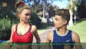 wife and stepmother jog in the park