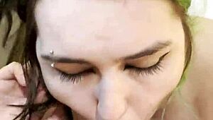 Very hot goth nikki greaves sucks huge cock pov