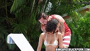 ebony stepdaughter oiled by stepdad