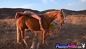 Petite Redhead Odette Fox Rides Horseback