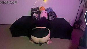 the thick goth pawg pounds her bbc dildo