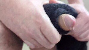 Towel feels so real for massive cumshot!